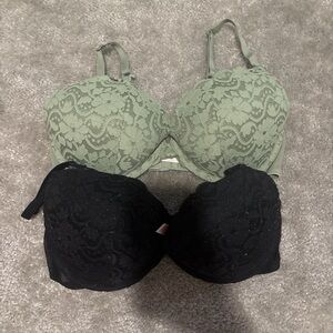 Xhilaration Lace Bra Duo - Olive & Black
